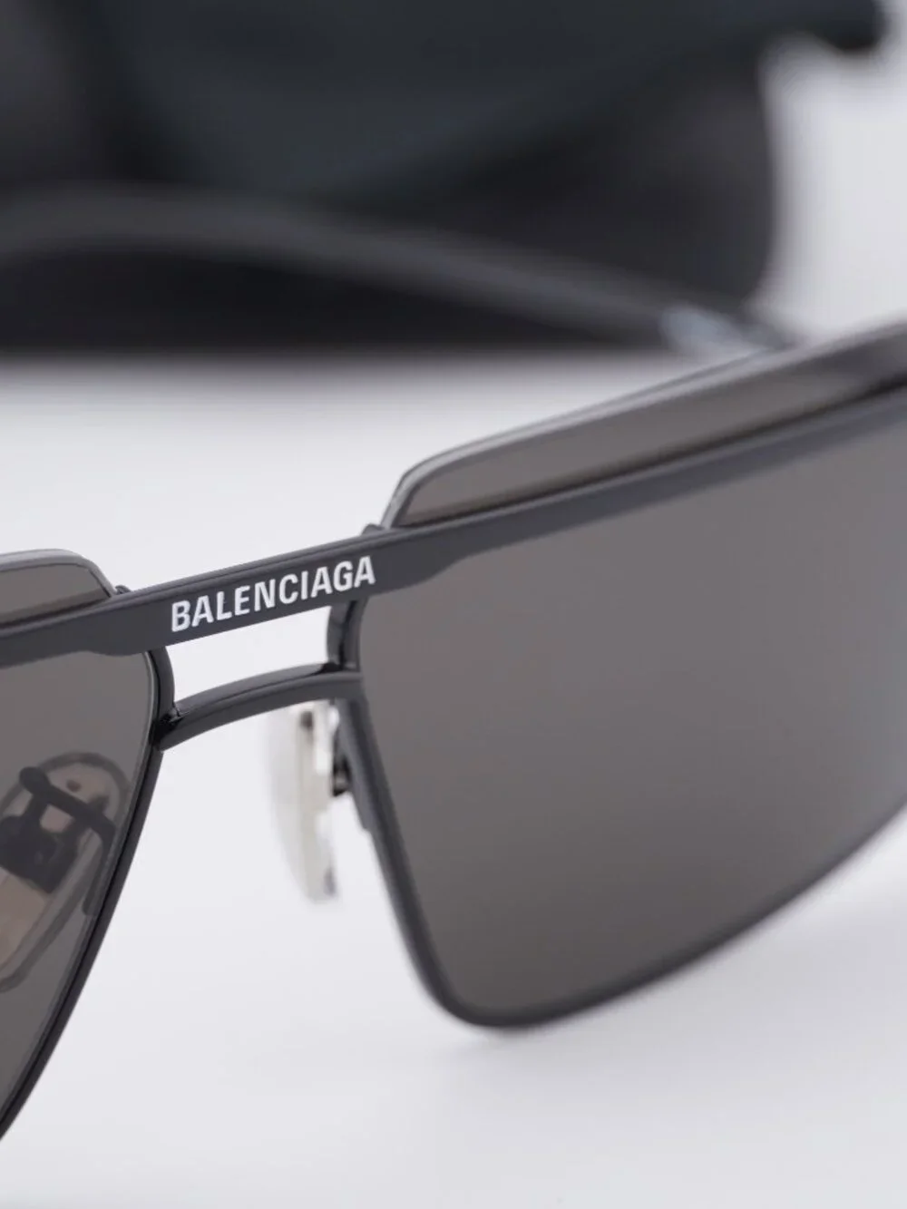 Balenciaga BB0139S 001 Rectangle Sunglasses - Black / Grey